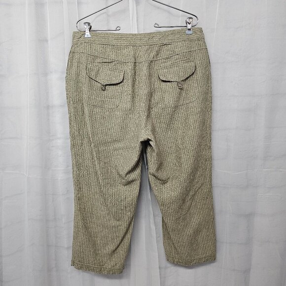 JH Collectibles Green Orange Striped Crop Pants Linen Blend Boho 12 - Picture 8 of 14